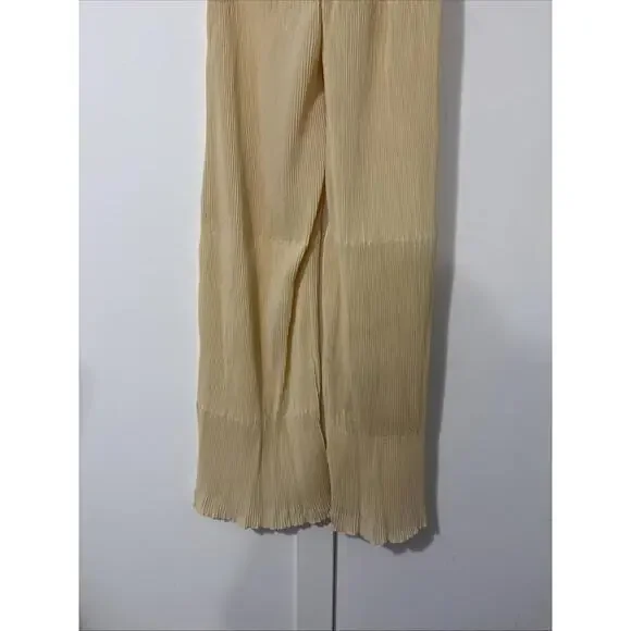 PrettyLittleThing Cream High Waisted Pisse Wide Leg Pants - Size 4 Tall New - Picture 5 of 9